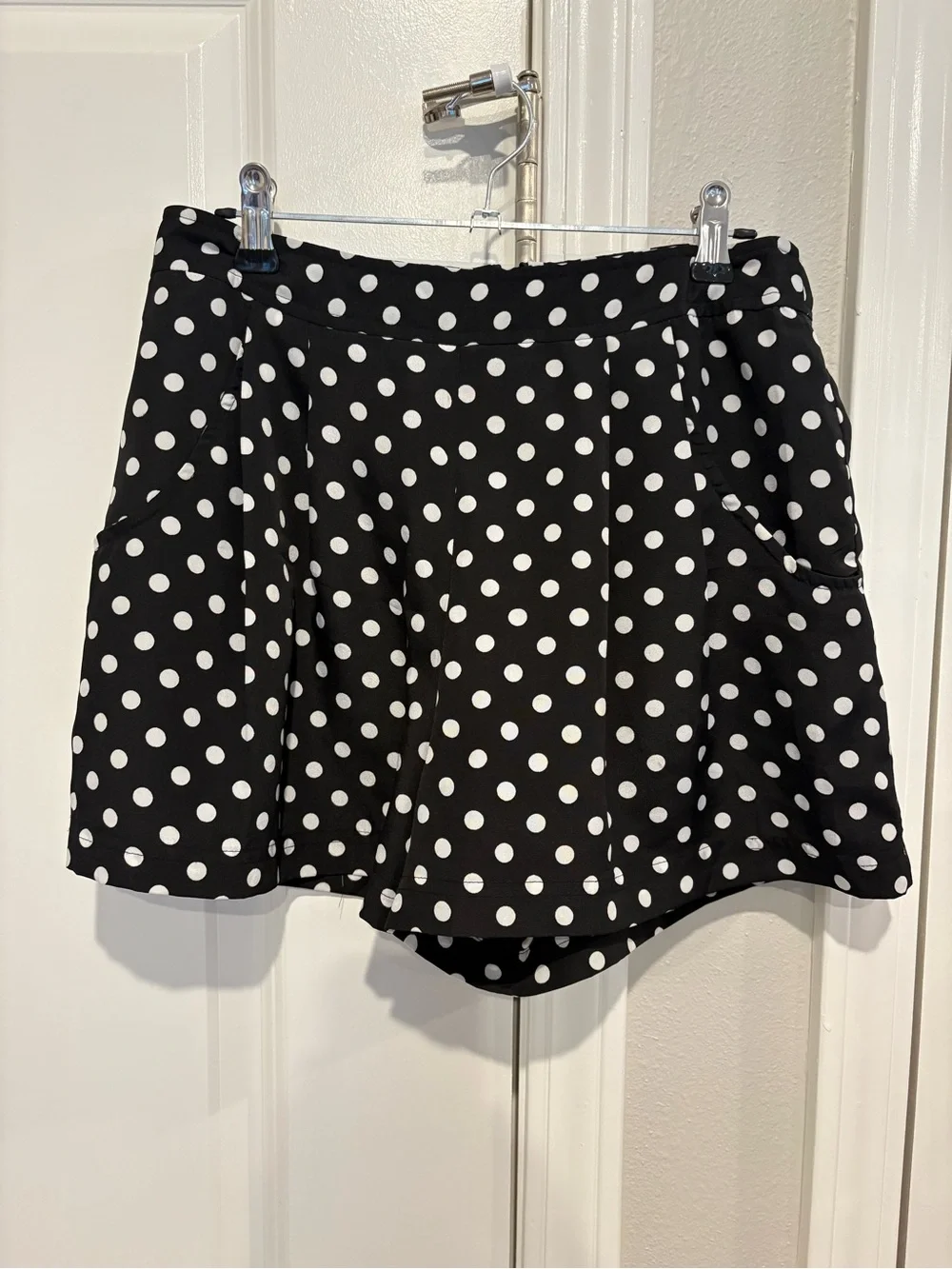 Polka Dot High-Waist Shorts in Black & White - Picture 2 of 3